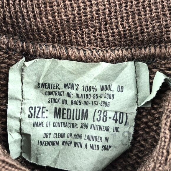 Sebo Knitwear Men's Commando Sweater Medium 100% Wool Brown Rib Knit Henley - Picture 3 of 14